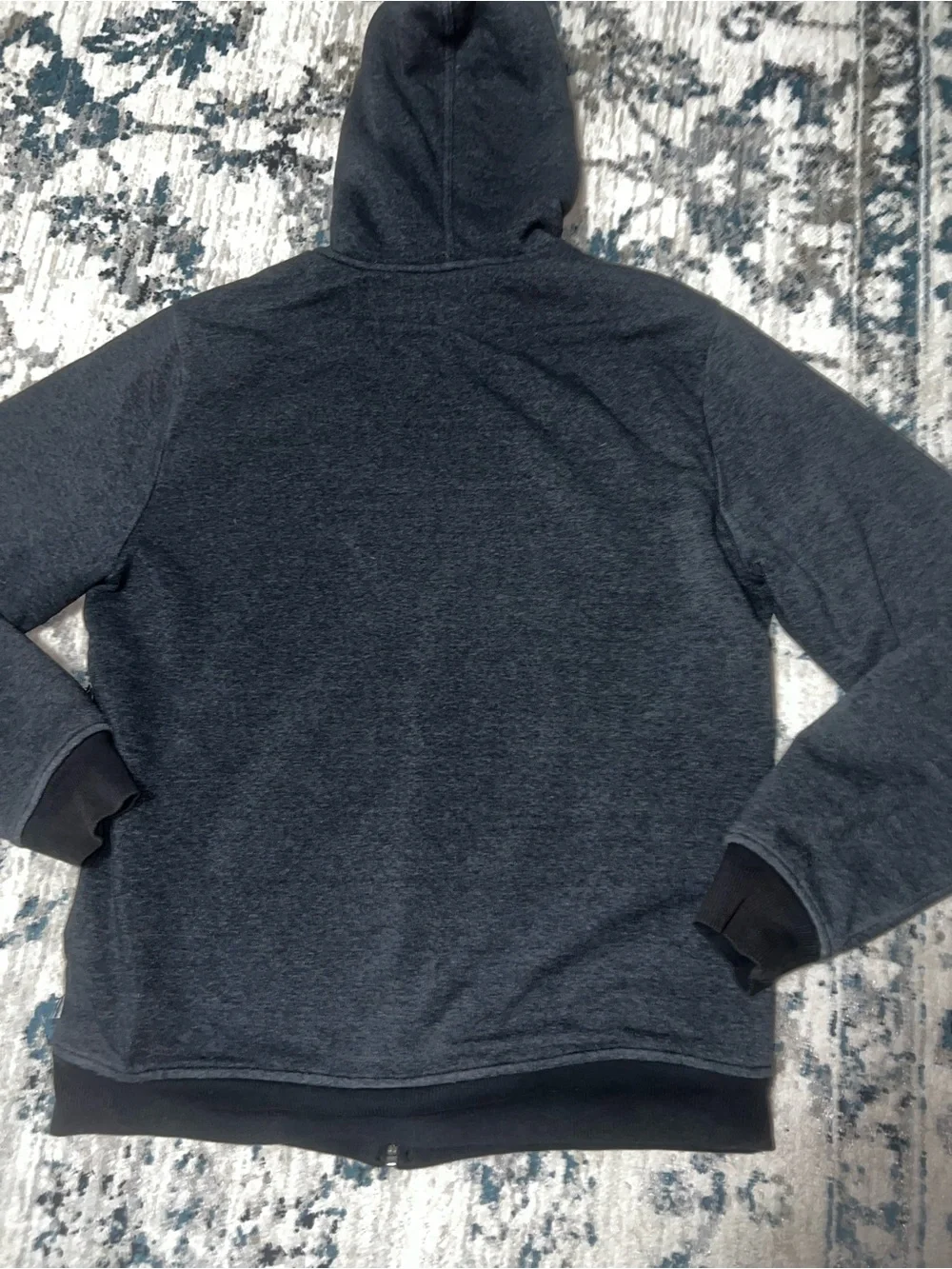 Men's Charcoal Hooded Zip-Up Jacket with Sherpa Lining